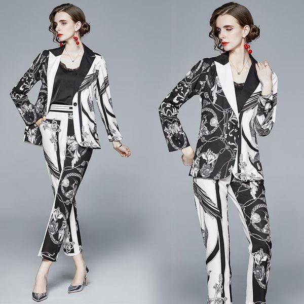 women's two piece pants spring fall runway 2 2pcs womens sets vintage floral print lapel neck long sleeve jacket coat tracksuits outfit, White
women's two piece pants spring fall runway 2 2pcs womens sets vintage floral print lapel neck long sleeve jacket coat tracksuits outfit, White