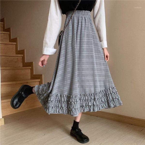 skirts 2021 women spring long plaid skirt elastic high waist checkered pattern ruffle a-line school girl, Black
skirts 2021 women spring long plaid skirt elastic high waist checkered pattern ruffle a-line school girl, Black