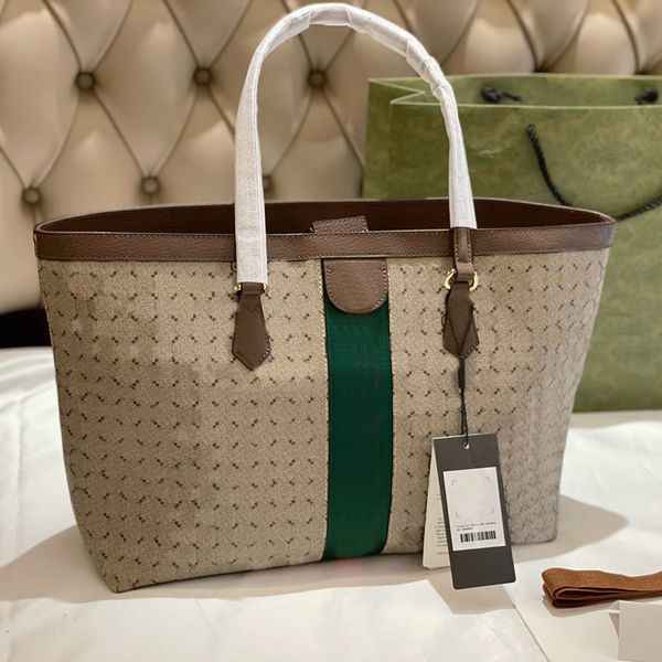 large women classic tote bag handbag shoulder bags canvas brown leather striped ribbon gold tone accessories with g letter pattern
large women classic tote bag handbag shoulder bags canvas brown leather striped ribbon gold tone accessories with g letter pattern