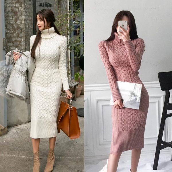 casual dresses 2021 winter temperament elegant twist turtleneck knit bottoming sweater dress korean style sheath vestidos, Black;gray
casual dresses 2021 winter temperament elegant twist turtleneck knit bottoming sweater dress korean style sheath vestidos, Black;gray