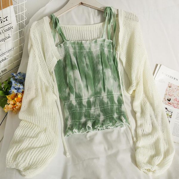 women's blouses & shirts 2 piece set women 2021 thin puff long sleeve blouse print crop camis tank o-neck slim cardigan lace up ladies, White
women's blouses & shirts 2 piece set women 2021 thin puff long sleeve blouse print crop camis tank o-neck slim cardigan lace up ladies, White