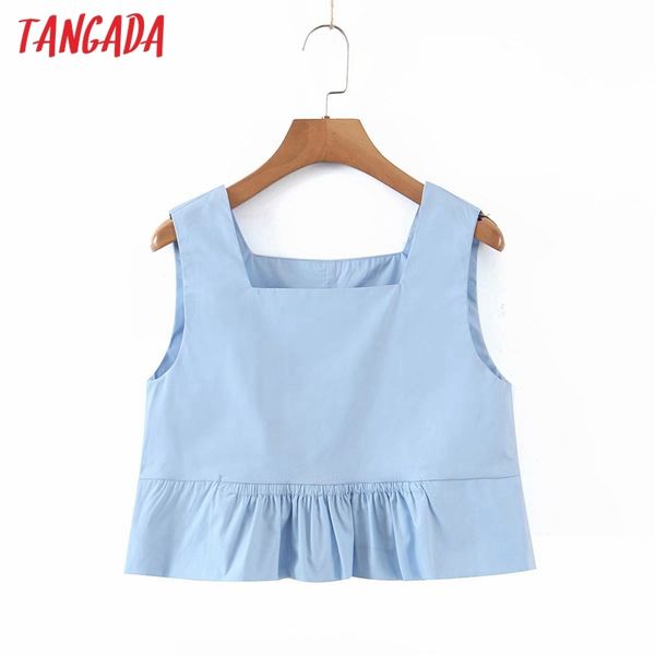 women blue camis square neck crop sleeveless short blouses shirts female casual solid qd09 210416, White
women blue camis square neck crop sleeveless short blouses shirts female casual solid qd09 210416, White