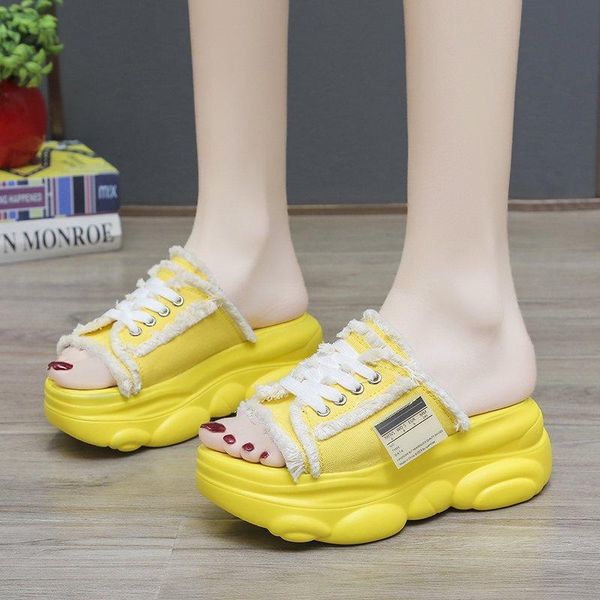 slippers rimocy women summer wedge yellow canvas thick bottom platform sandals woman vogue chunky lace up casual slides, Black
slippers rimocy women summer wedge yellow canvas thick bottom platform sandals woman vogue chunky lace up casual slides, Black