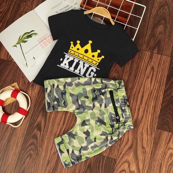 clothing sets children's boys' king letter camouflage short sleeve suit sleeve+pants summer outfit jyf, White
clothing sets children's boys' king letter camouflage short sleeve suit sleeve+pants summer outfit jyf, White