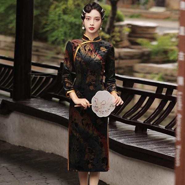 ethnic clothing print flower lady velour cheongsam vintage button evening party dress slim qipao mandarin collar big size chinese vesti, Red
ethnic clothing print flower lady velour cheongsam vintage button evening party dress slim qipao mandarin collar big size chinese vesti, Red