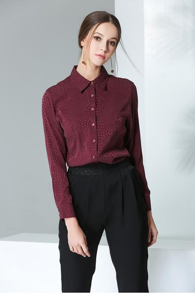women's blouses & shirts the weight of silk long sleeve jacquard color shirt, White
women's blouses & shirts the weight of silk long sleeve jacquard color shirt, White