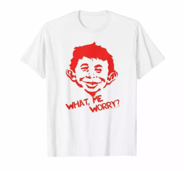 r1 what me worry alfred e. neuman humor mad magazine white t-shirt s-6xl, White;black
r1 what me worry alfred e. neuman humor mad magazine white t-shirt s-6xl, White;black