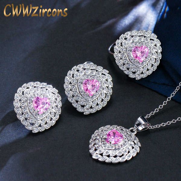 8 colors romantic cute love heart pink earring cubic zirconia women engagement fashion brand costume jewelry set t007 210714, Silver
8 colors romantic cute love heart pink earring cubic zirconia women engagement fashion brand costume jewelry set t007 210714, Silver