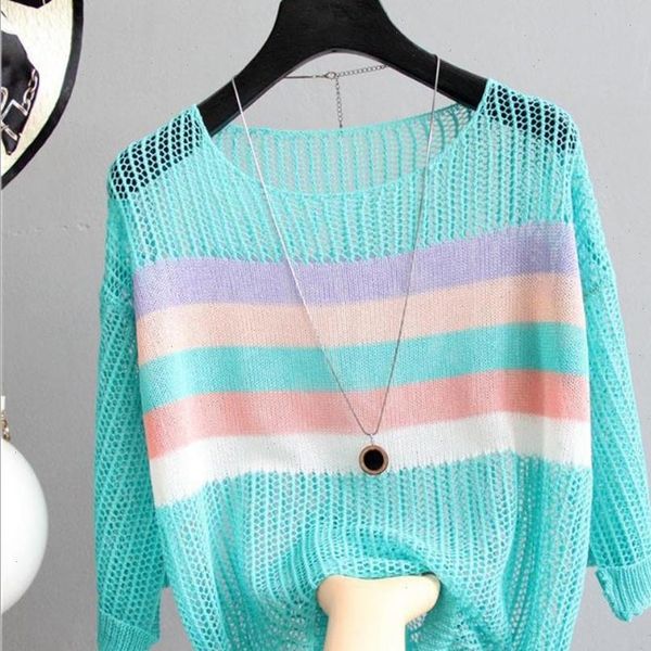 knitting hollow out pullovers color womens sweater striped thin jumper loose korean spring summer, White;black
knitting hollow out pullovers color womens sweater striped thin jumper loose korean spring summer, White;black