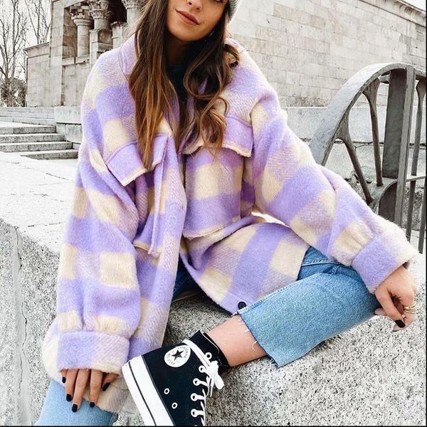 fashion purple plaid woolen elegant womens shirt oversize long vintage stylish thick blouses girls chic, White
fashion purple plaid woolen elegant womens shirt oversize long vintage stylish thick blouses girls chic, White
