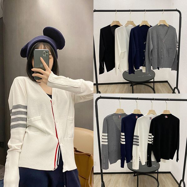 tb classic four bar cardigan women's v-neck over sweater long sleeve short coat 2021 new early spring white thin
tb classic four bar cardigan women's v-neck over sweater long sleeve short coat 2021 new early spring white thin