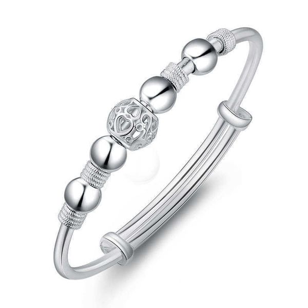 925 silver plated bangles with hollow heart beads bracelets size adjustable jewelry for women, Black
925 silver plated bangles with hollow heart beads bracelets size adjustable jewelry for women, Black