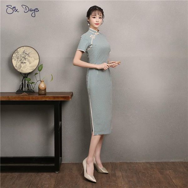 elegant chinese style women cotton dress summer slim young girl modern qipao vintage cheongsam lady casual plaid ethnic clothing, Red
elegant chinese style women cotton dress summer slim young girl modern qipao vintage cheongsam lady casual plaid ethnic clothing, Red
