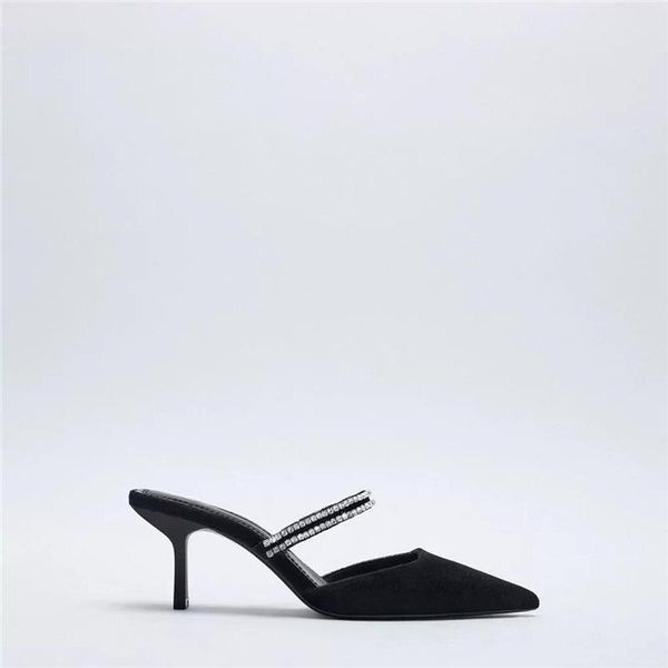 slippers 2021 fashion pointed stiletto high heel women's rhinestone baotou slippersjavascript:, Black
slippers 2021 fashion pointed stiletto high heel women's rhinestone baotou slippersjavascript:, Black