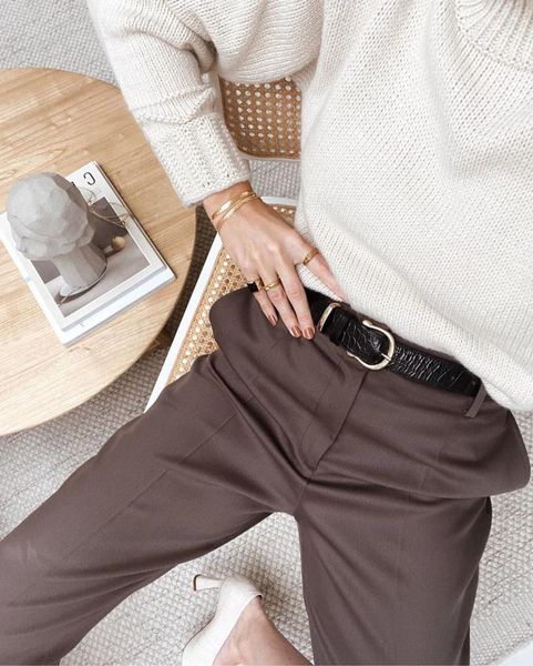 new high waist casual woolen straight fashion trousers solid color pants 200930, Black;white
new high waist casual woolen straight fashion trousers solid color pants 200930, Black;white