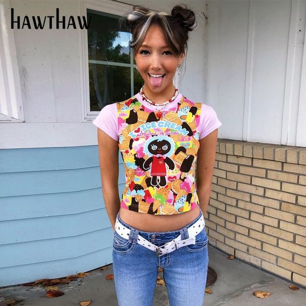 hawthaw women summer short sleeve fashion cartoon printed slim skinny t shirt crop tee 2021 female clothing streetwear women's t-shirt, White
hawthaw women summer short sleeve fashion cartoon printed slim skinny t shirt crop tee 2021 female clothing streetwear women's t-shirt, White