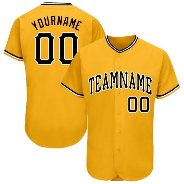 custom gold black-white baseball jersey, Blue;black