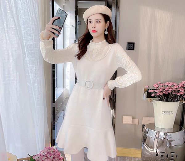 casual dresses autumn knitting women long sleeve korea style design a-line mandarin collar elegant lace patchwork belt dress, Black;gray
casual dresses autumn knitting women long sleeve korea style design a-line mandarin collar elegant lace patchwork belt dress, Black;gray