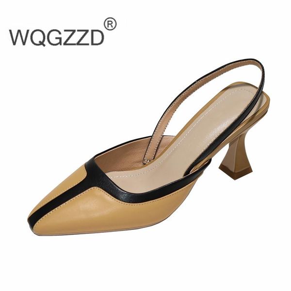 women sandals summer pumps genuine leather high heels party shoes heeled, Black