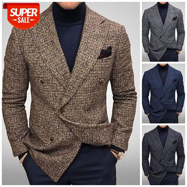 autumn european and american men's plaid business casual jacket men #xg7q, Black;brown
autumn european and american men's plaid business casual jacket men #xg7q, Black;brown