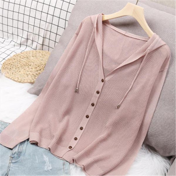 long sleeve cardigan women summer sweaters autumn knitted korean button up hooded jacket ice silk sweater thin sunscreen, White;black
long sleeve cardigan women summer sweaters autumn knitted korean button up hooded jacket ice silk sweater thin sunscreen, White;black