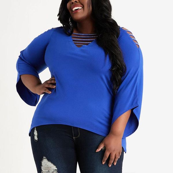 women's t-shirt 4xl 5xl plus size african women blouse loose blue hollow out v neck fashion evening night club large fat shirts 2021, White
women's t-shirt 4xl 5xl plus size african women blouse loose blue hollow out v neck fashion evening night club large fat shirts 2021, White