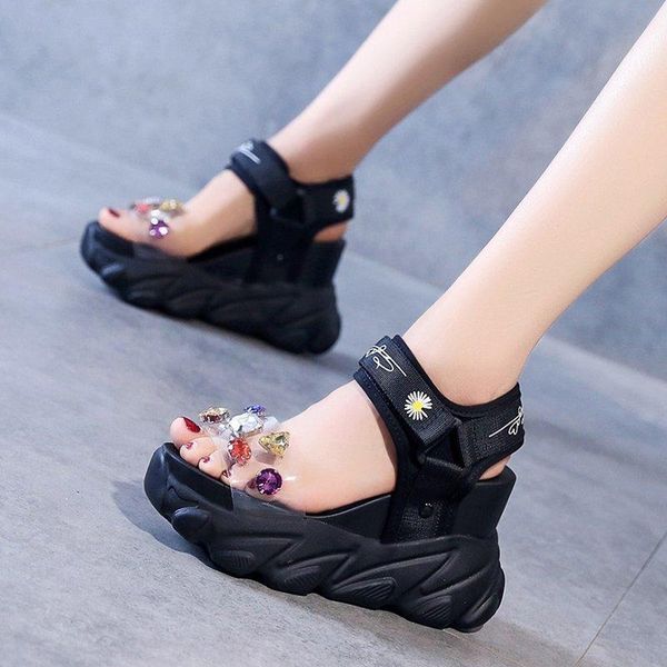 dress shoes sandals women 2021 summer rhinestone high heel 10cm wedge heels beach sneakers crystal thick bottom sillpers, Black
dress shoes sandals women 2021 summer rhinestone high heel 10cm wedge heels beach sneakers crystal thick bottom sillpers, Black