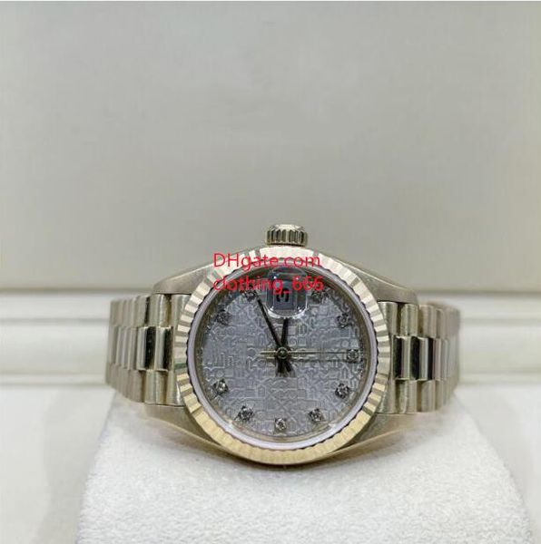 women watch pattern dial mechanical 69178 26mm diamond calendar big magnifier yellow gold steel bracelet waterproof luxury watches, Slivery;brown
women watch pattern dial mechanical 69178 26mm diamond calendar big magnifier yellow gold steel bracelet waterproof luxury watches, Slivery;brown