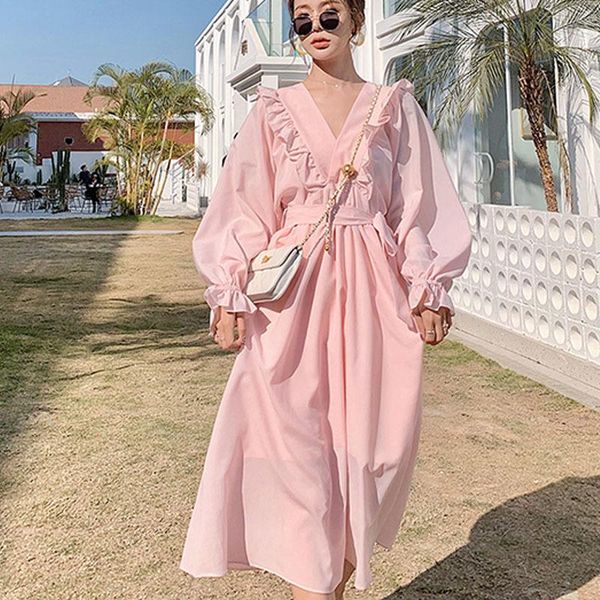 casual dresses summer v neck ruffle dress for female lantern sleeve high waist slim elegant women 2021 fashion clothes, Black;gray
casual dresses summer v neck ruffle dress for female lantern sleeve high waist slim elegant women 2021 fashion clothes, Black;gray