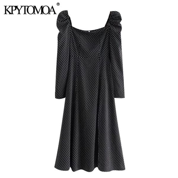 women elegant fashion polka dot front slit midi dress vintage puff sleeve black elastic female dresses vestidos 210420, Black;gray
women elegant fashion polka dot front slit midi dress vintage puff sleeve black elastic female dresses vestidos 210420, Black;gray