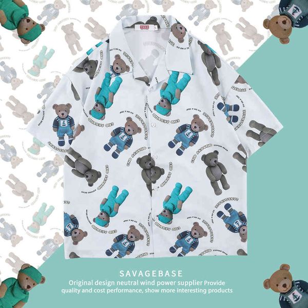 2021 summer new men's national fashion bear hawaiian thin shirt couple american loose half sleeve shirt, White;black
2021 summer new men's national fashion bear hawaiian thin shirt couple american loose half sleeve shirt, White;black