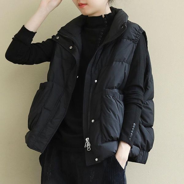 women's vests 2021autumn winter women casual solid loose vest female stand collar cotton padded lady vintage thick warm waistcoat m188, Black;white
women's vests 2021autumn winter women casual solid loose vest female stand collar cotton padded lady vintage thick warm waistcoat m188, Black;white