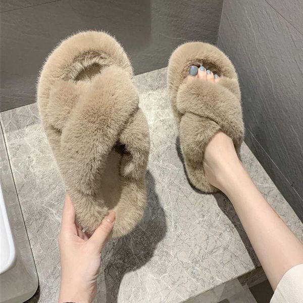 chic winter women fur slippers cross band faux warm shoes slip on flats female home slides black plush
chic winter women fur slippers cross band faux warm shoes slip on flats female home slides black plush