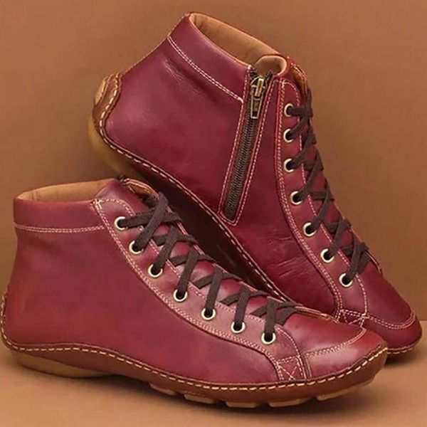 women winter cotton warm flat cross lace up ankle boots vintage ladies pu zip woman shoes female botas mujer short boot, Black
women winter cotton warm flat cross lace up ankle boots vintage ladies pu zip woman shoes female botas mujer short boot, Black