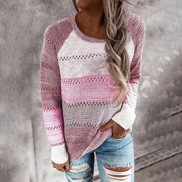 women's sweaters fashion women casual autumn striped patchwork o-neck knitted hollow out long sleeves sweater pullover knitwear plus s, White;black
women's sweaters fashion women casual autumn striped patchwork o-neck knitted hollow out long sleeves sweater pullover knitwear plus s, White;black