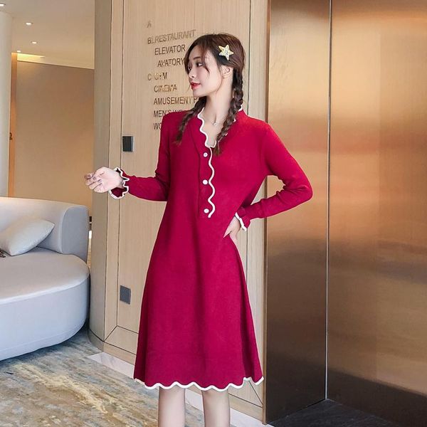 maternity dresses black red pregnant women knitting dress stripe patchwork v-neck long sleeve buttons sweater office lady elegant, White
maternity dresses black red pregnant women knitting dress stripe patchwork v-neck long sleeve buttons sweater office lady elegant, White