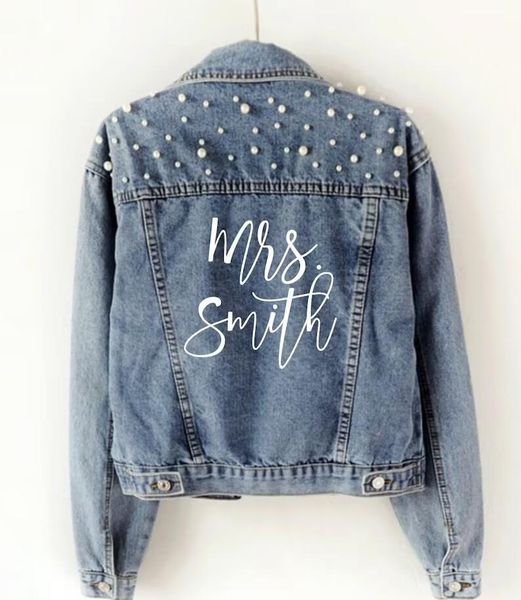 women's jackets personalized collar bride jacket custom wedding gift jean coat pearl future mrs., Black;brown
women's jackets personalized collar bride jacket custom wedding gift jean coat pearl future mrs., Black;brown