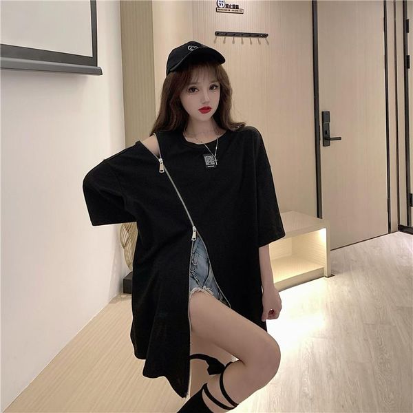 women's t-shirt o-neck causal style tees ins hipster zipper loose t shirts summer women clothing fashion brand short sleeve ladies, White
women's t-shirt o-neck causal style tees ins hipster zipper loose t shirts summer women clothing fashion brand short sleeve ladies, White