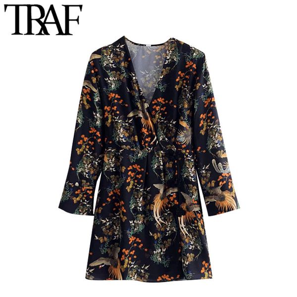traf women chic fashion floral print warp mini dress vintage long sleeve with lining female dresses vestidos mujer 210415, Black;gray
traf women chic fashion floral print warp mini dress vintage long sleeve with lining female dresses vestidos mujer 210415, Black;gray