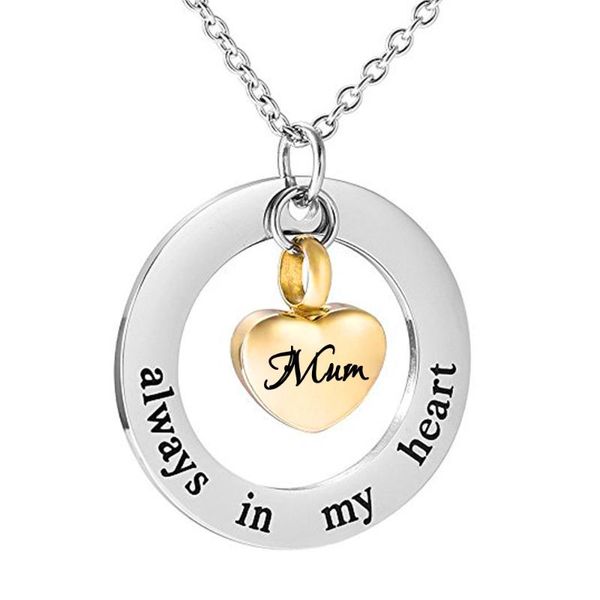 cremation jewelry urn necklace for ashes always in my heart memorial pendant beautiful keepsake-gold necklaces, Silver
cremation jewelry urn necklace for ashes always in my heart memorial pendant beautiful keepsake-gold necklaces, Silver