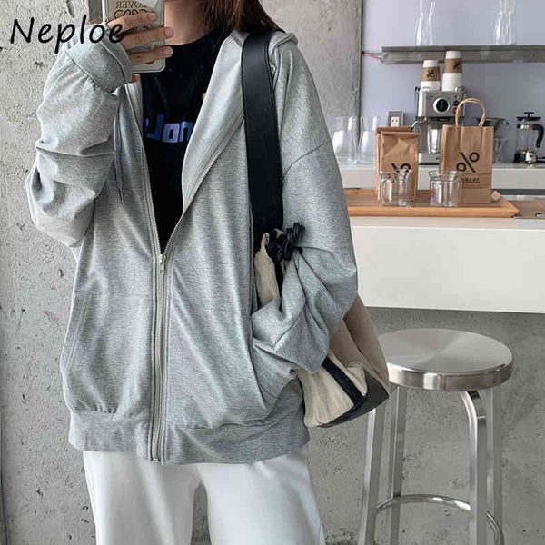 neploe spring and autumn new fashion pockets hoodies women loose korean zipper solid simple female hooded mujers 82377 210423, Black
neploe spring and autumn new fashion pockets hoodies women loose korean zipper solid simple female hooded mujers 82377 210423, Black