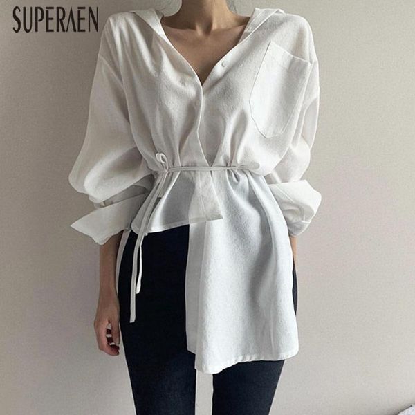 women's blouses & shirts superaen 2021 korean style women lapel single-breasted solid color irregular cotton ladies and, White
women's blouses & shirts superaen 2021 korean style women lapel single-breasted solid color irregular cotton ladies and, White