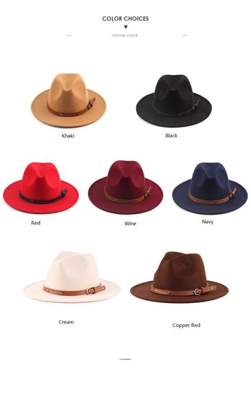 wide brim hats women lady retro floppy panama hat belt buckle felt fedora, Blue;gray
wide brim hats women lady retro floppy panama hat belt buckle felt fedora, Blue;gray
