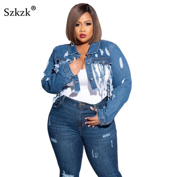 women's jackets szkzk ripped crop denim jacket blue washed distressed jeans women with button short night club streetwear outerwear, Black;brown
women's jackets szkzk ripped crop denim jacket blue washed distressed jeans women with button short night club streetwear outerwear, Black;brown