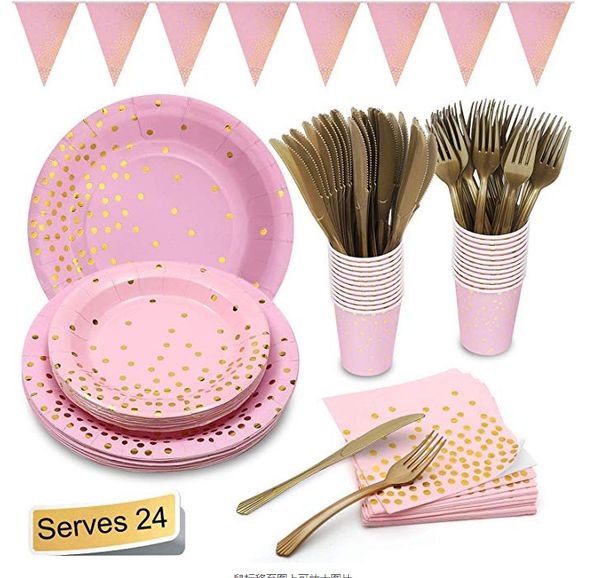 gilded dot pink party decoration disposable gilded knife and fork spoon paper cup tray tableware decoration
gilded dot pink party decoration disposable gilded knife and fork spoon paper cup tray tableware decoration