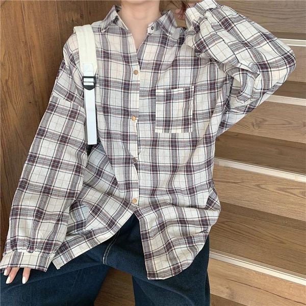 women's blouses & shirts white blouse women casual vintage plaid shirt long sleeve ladies korean streetwear blue pink clothes button
women's blouses & shirts white blouse women casual vintage plaid shirt long sleeve ladies korean streetwear blue pink clothes button