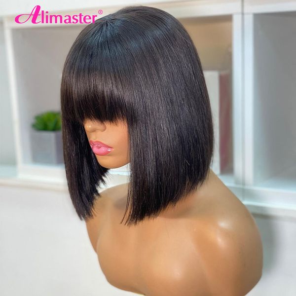 straight bob wig with bangs bone sstraight human hair wigs for women human hair no lace full machine made wigs fringe wig, Black
straight bob wig with bangs bone sstraight human hair wigs for women human hair no lace full machine made wigs fringe wig, Black