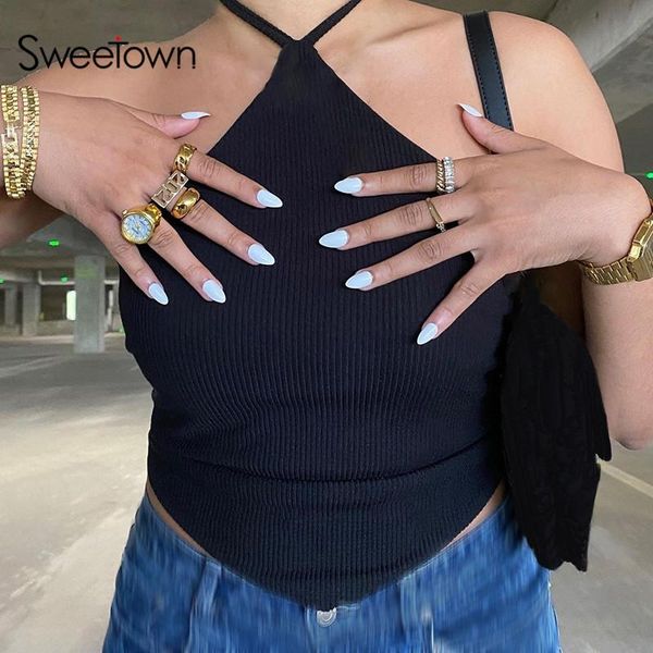women's tanks & camis sweetown black ribbed halter lace up crop female slim rave party outfits off shoulder casual summer basi, White
women's tanks & camis sweetown black ribbed halter lace up crop female slim rave party outfits off shoulder casual summer basi, White