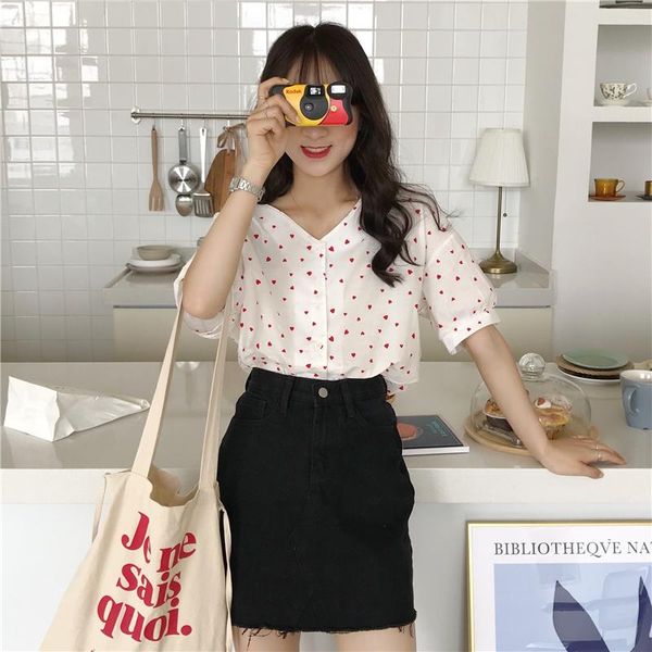 women's blouses & shirts fashion korean v-neck single breasted love print loose casual shirt women summer 2021 lady office short sleeve, White
women's blouses & shirts fashion korean v-neck single breasted love print loose casual shirt women summer 2021 lady office short sleeve, White