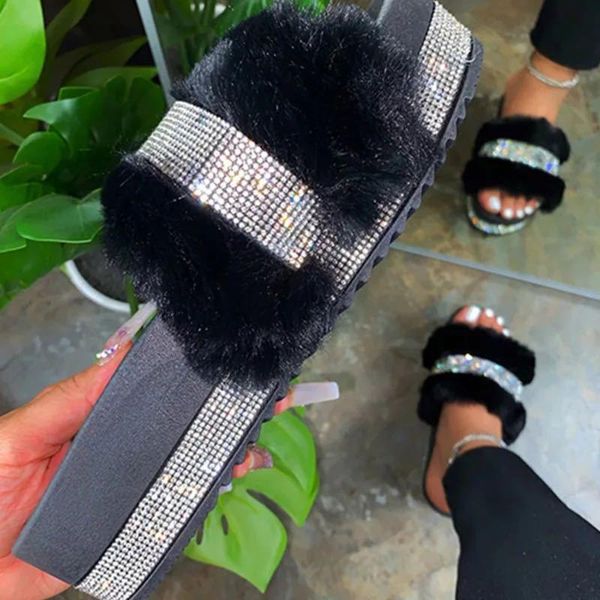 fur sliders for women furry slippers woman glitter platform shoes female casual flat women's summer sandals 2021, Black
fur sliders for women furry slippers woman glitter platform shoes female casual flat women's summer sandals 2021, Black